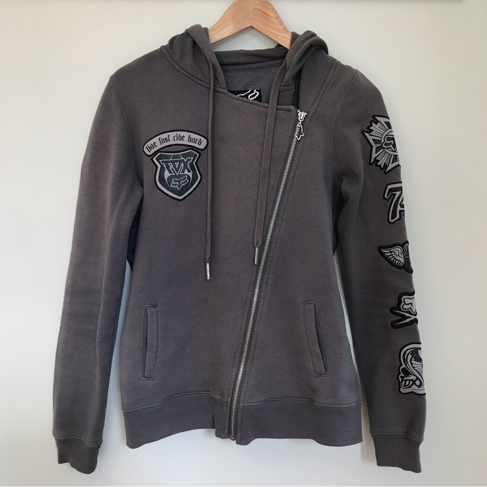 FOX | Grey Patch Zip Up Hoodie